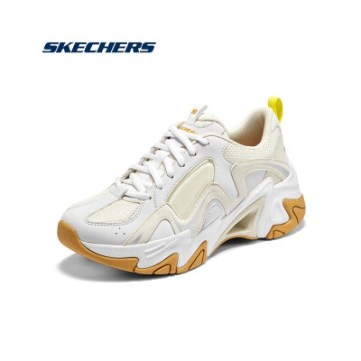 斯凯奇机甲鞋三代丨Skechers运动鞋女时尚绑带复古老爹鞋 白/黄 36